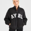 Varsity Oversized fleecejacka med dragkedja