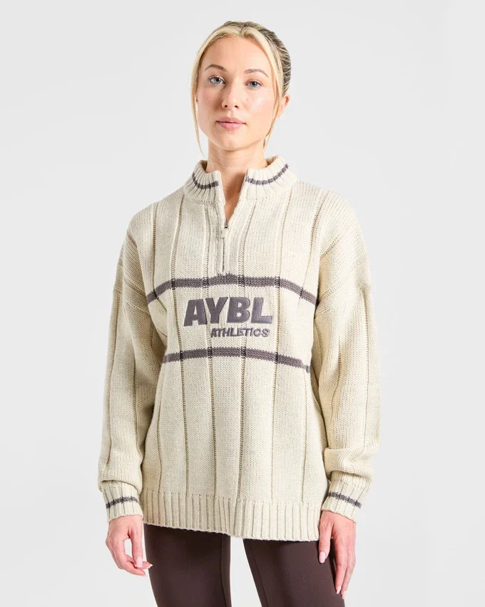 Athletics Oversized stickad tröja med 1/4 dragkedja