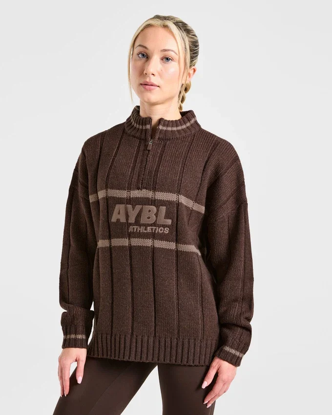 Athletics Oversized stickad tröja med 1/4 dragkedja