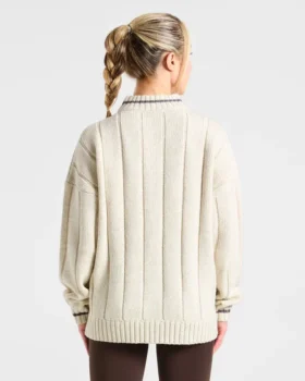 Athletics Oversized stickad tröja med 1/4 dragkedja
