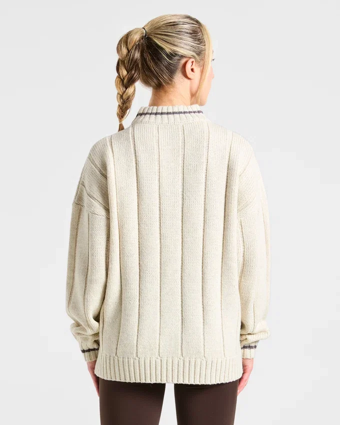 Athletics Oversized stickad tröja med 1/4 dragkedja