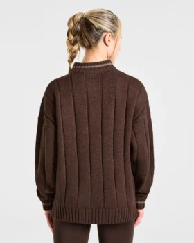Athletics Oversized stickad tröja med 1/4 dragkedja