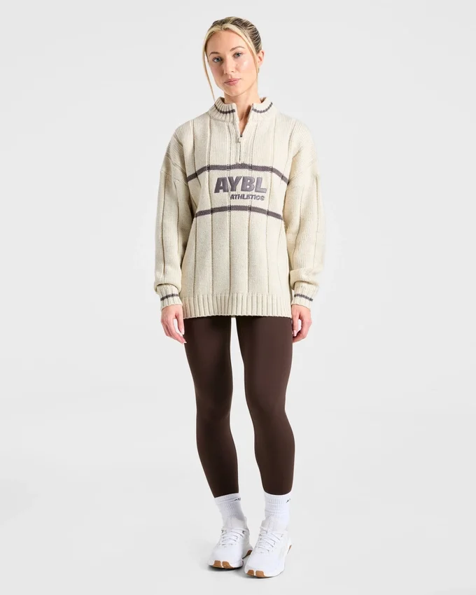 Athletics Oversized stickad tröja med 1/4 dragkedja