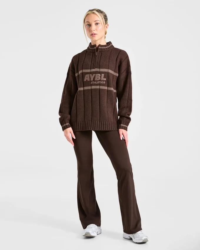 Athletics Oversized stickad tröja med 1/4 dragkedja