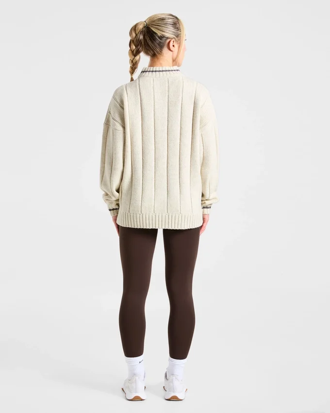 Athletics Oversized stickad tröja med 1/4 dragkedja