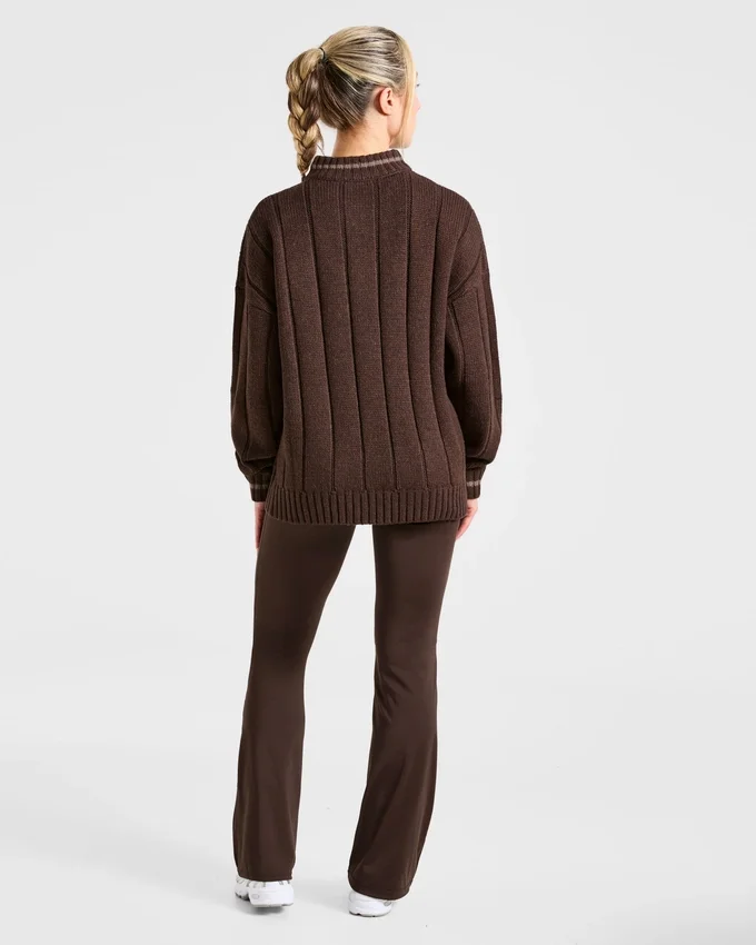 Athletics Oversized stickad tröja med 1/4 dragkedja