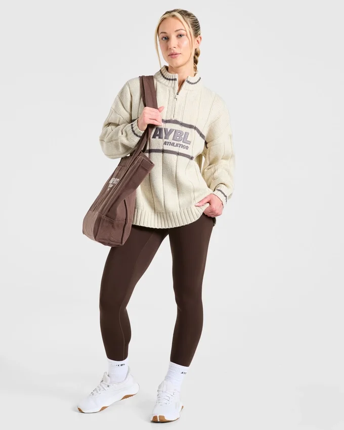 Athletics Oversized stickad tröja med 1/4 dragkedja
