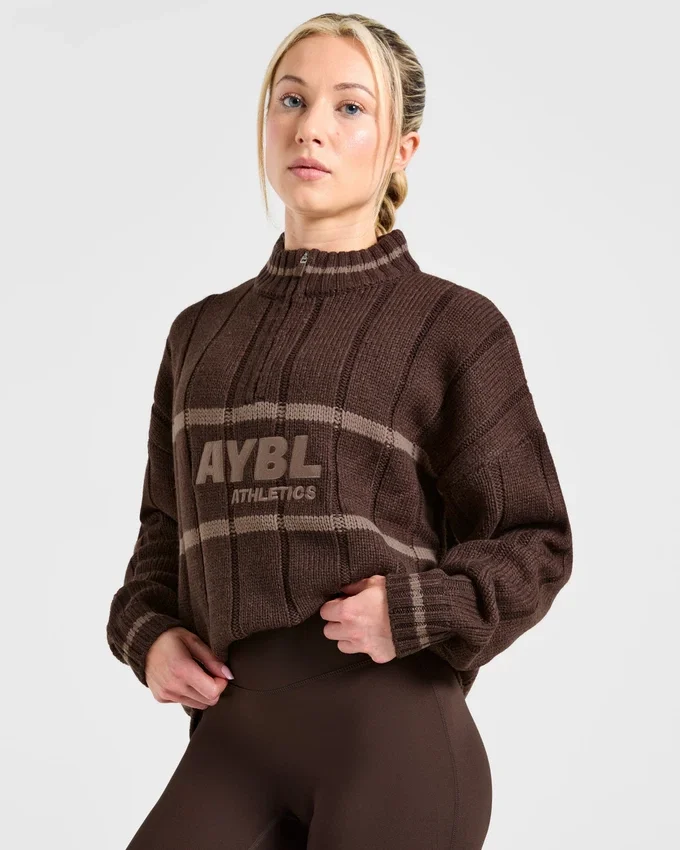 Athletics Oversized stickad tröja med 1/4 dragkedja
