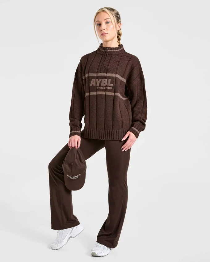 Athletics Oversized stickad tröja med 1/4 dragkedja