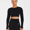 Empower sömlös långärmad crop-top