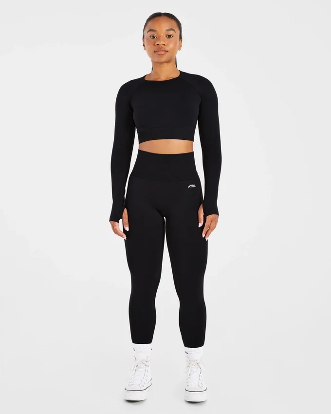 Empower sömlös långärmad crop-top
