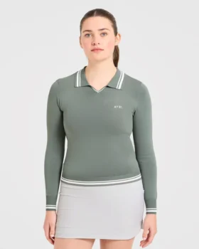 Klassisk stickad långärmad polotröja