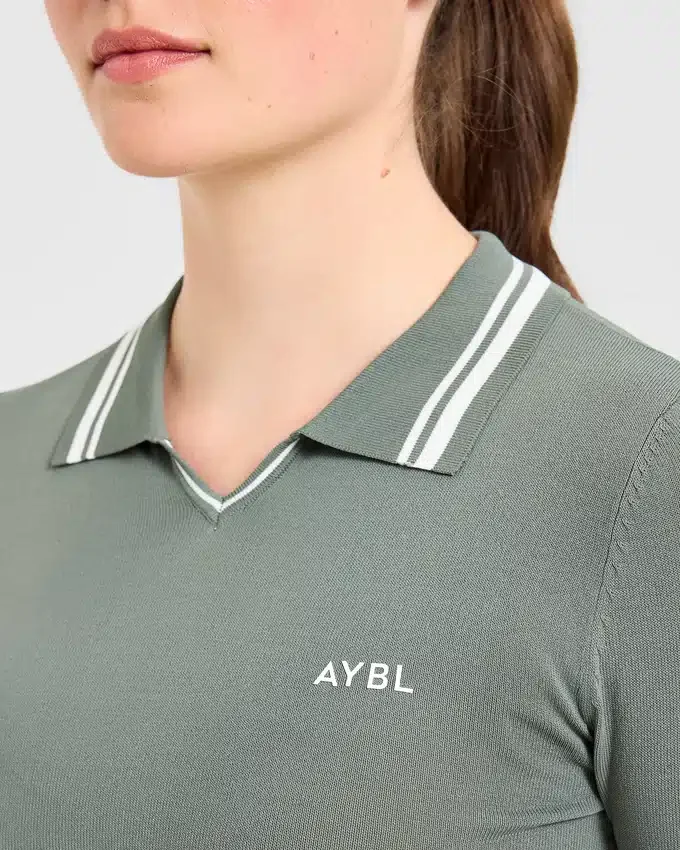 Klassisk stickad långärmad polotröja