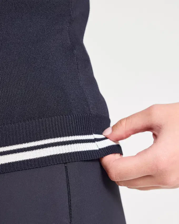 Klassisk stickad långärmad polotröja