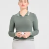 Klassisk stickad långärmad polotröja
