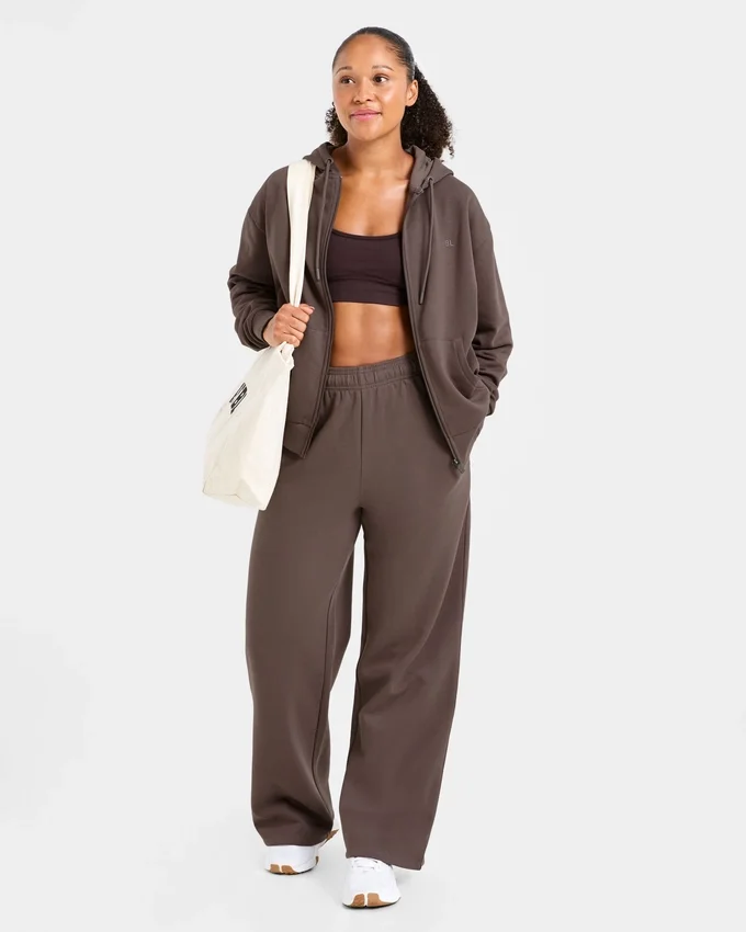Lifestyle-mjukisbyxor med raka ben i oversized-passform