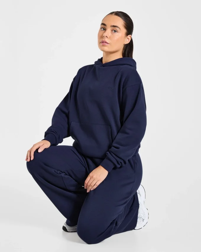 Lifestyle-mjukisbyxor med raka ben i oversized-passform