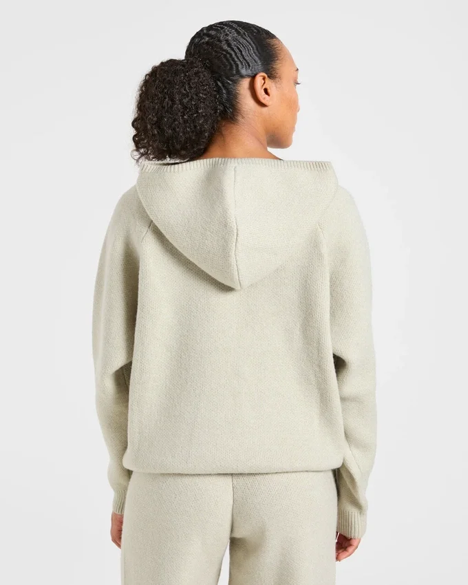 Mjuk, oversized stickad hoodie