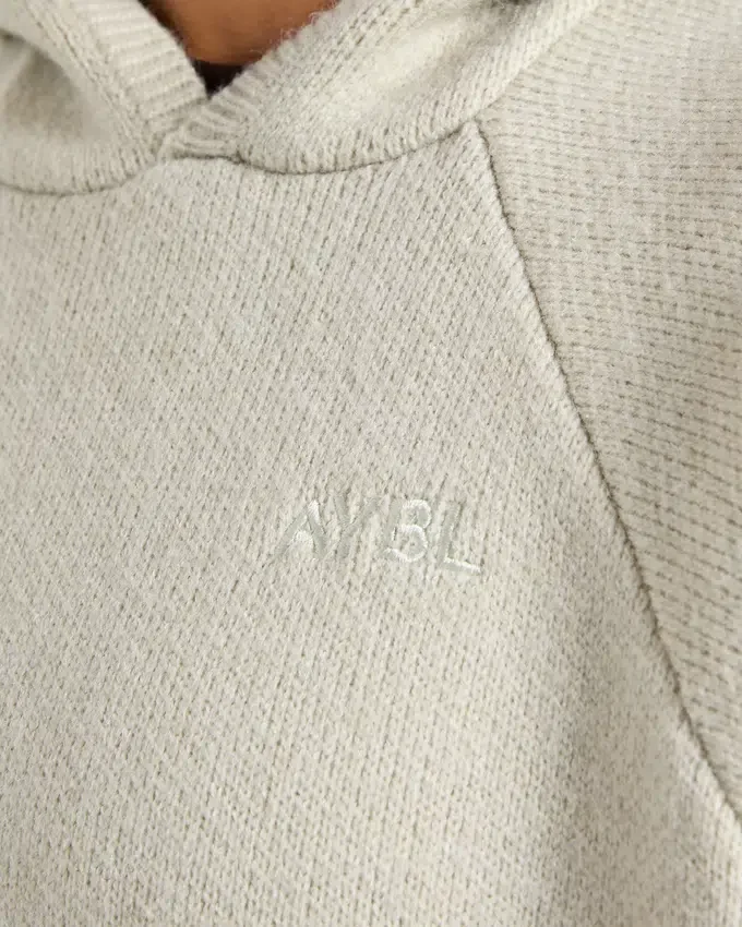 Mjuk, oversized stickad hoodie