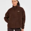 Oversized fleecejacka med dragkedja