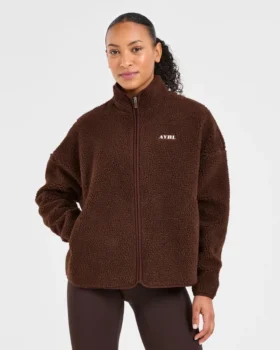 Oversized fleecejacka med dragkedja