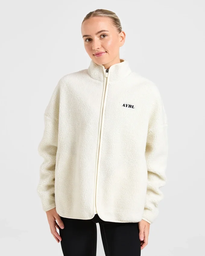 Oversized fleecejacka med dragkedja