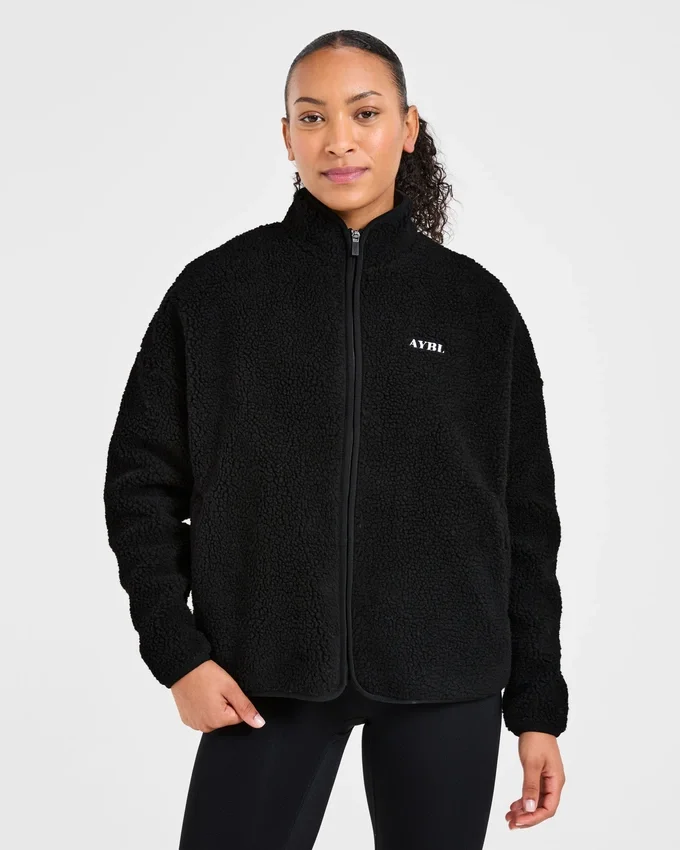 Oversized fleecejacka med dragkedja