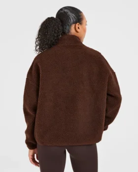 Oversized fleecejacka med dragkedja
