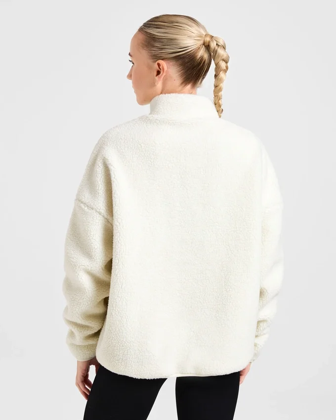 Oversized fleecejacka med dragkedja