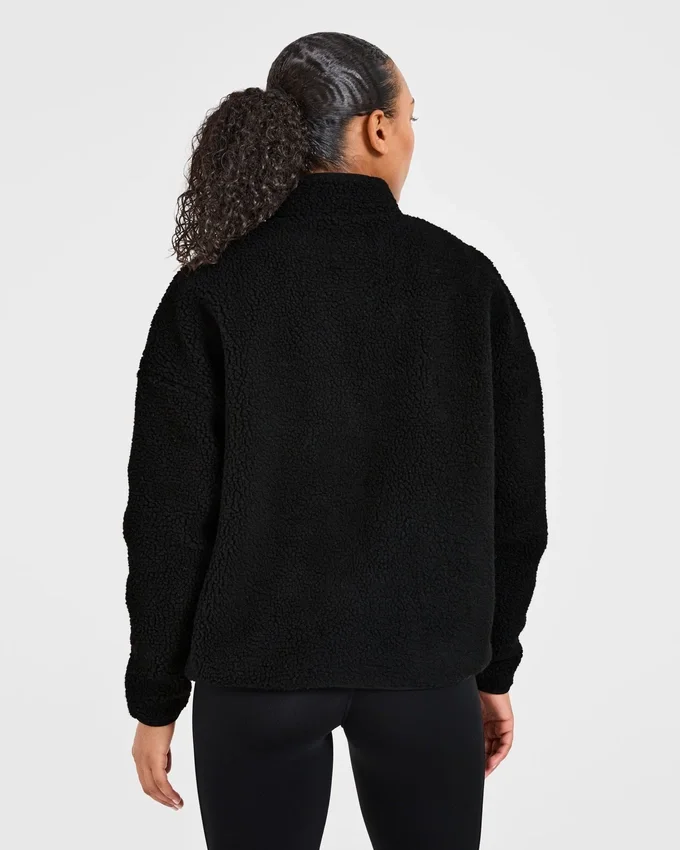 Oversized fleecejacka med dragkedja