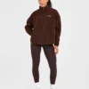Oversized fleecejacka med dragkedja