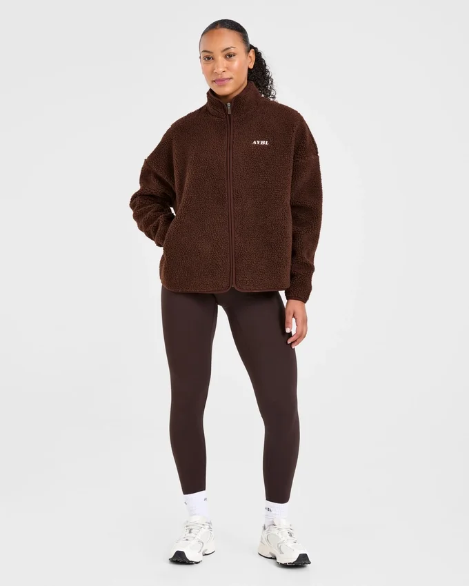 Oversized fleecejacka med dragkedja