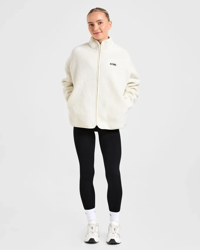 Oversized fleecejacka med dragkedja