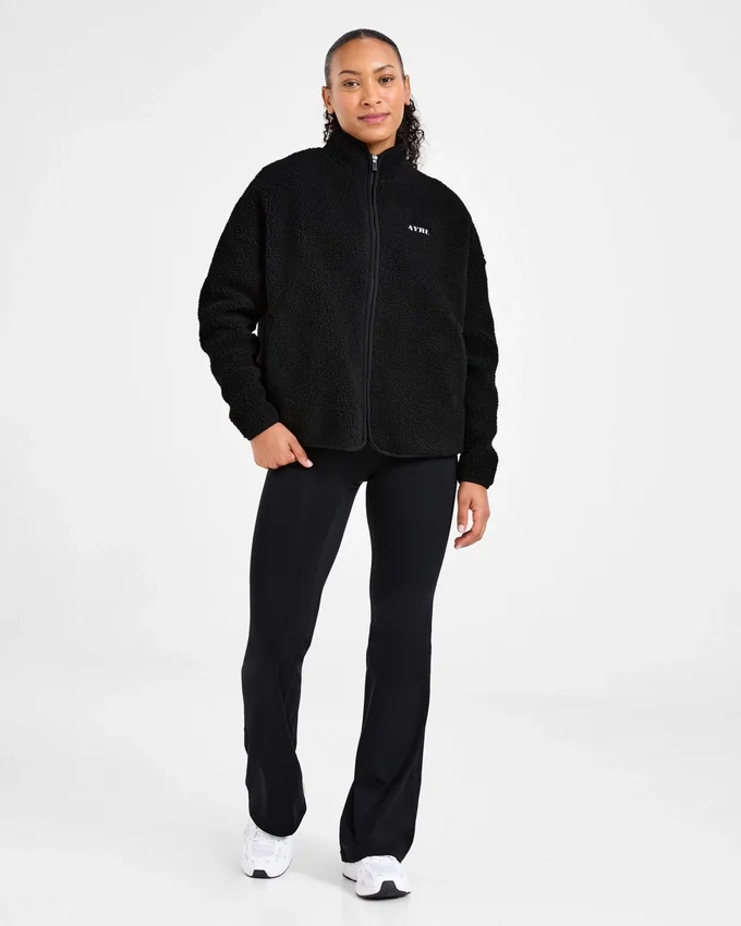 Oversized fleecejacka med dragkedja