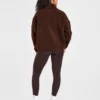 Oversized fleecejacka med dragkedja