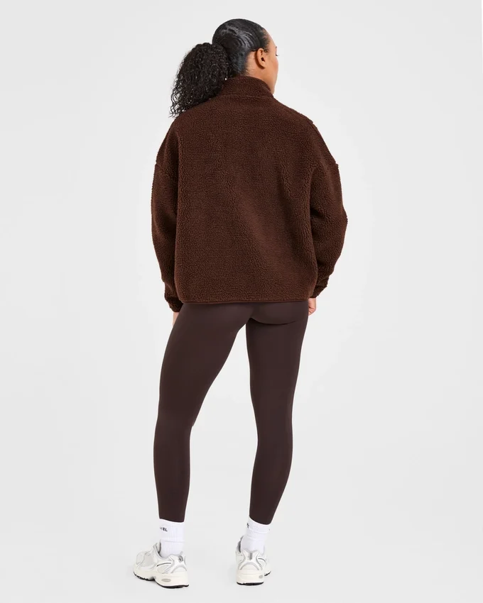 Oversized fleecejacka med dragkedja