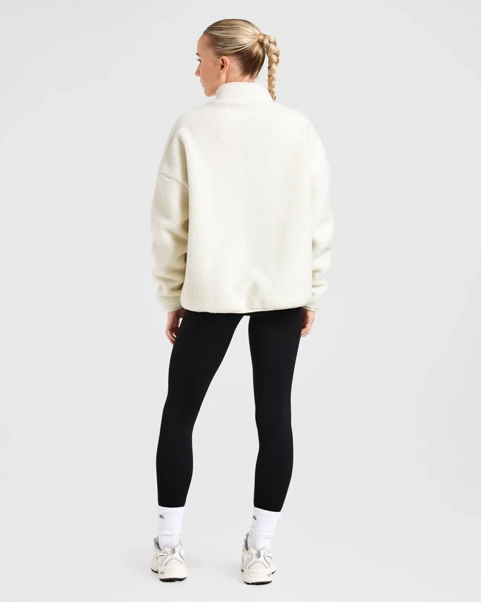 Oversized fleecejacka med dragkedja