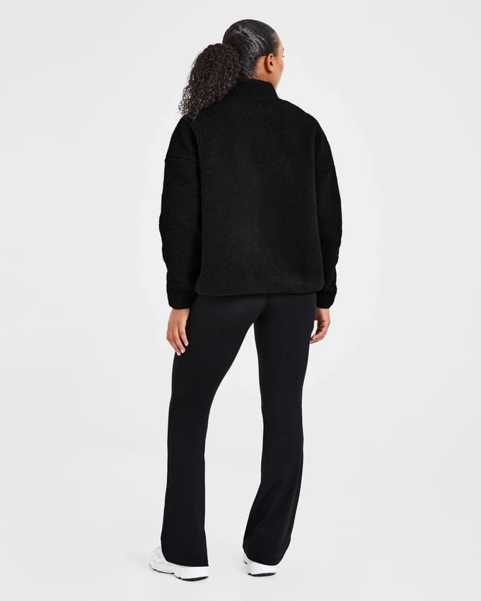 Oversized fleecejacka med dragkedja