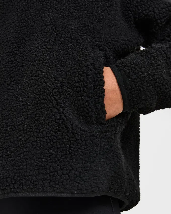 Oversized fleecejacka med dragkedja