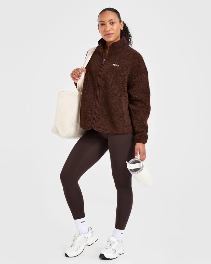 Oversized fleecejacka med dragkedja