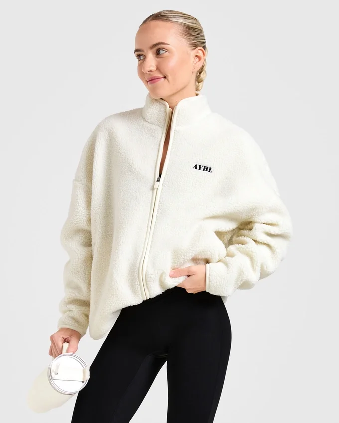 Oversized fleecejacka med dragkedja