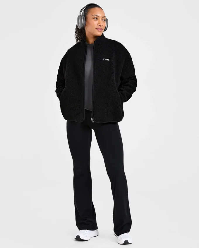 Oversized fleecejacka med dragkedja