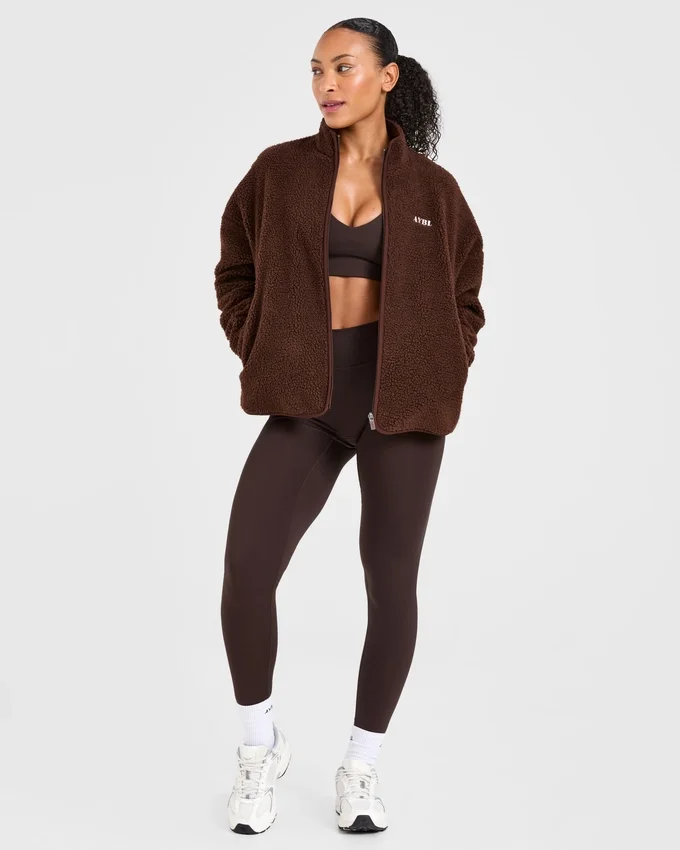 Oversized fleecejacka med dragkedja