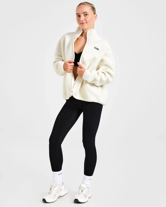 Oversized fleecejacka med dragkedja