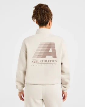 Retro Athletics Oversized-tröja med 1/4 dragkedja