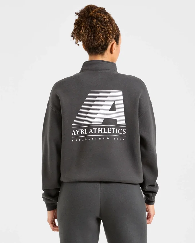 Retro Athletics Oversized-tröja med 1/4 dragkedja
