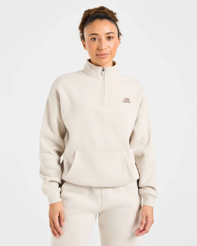 Retro Athletics Oversized-tröja med 1/4 dragkedja