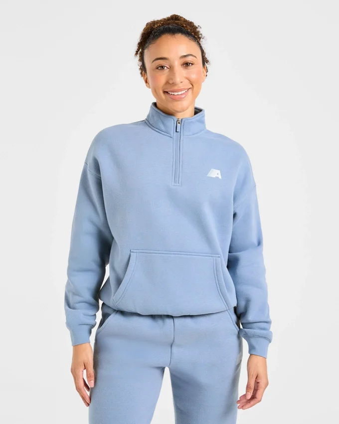 Retro Athletics Oversized-tröja med 1/4 dragkedja