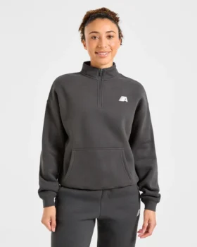 Retro Athletics Oversized-tröja med 1/4 dragkedja