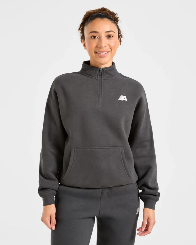 Retro Athletics Oversized-tröja med 1/4 dragkedja